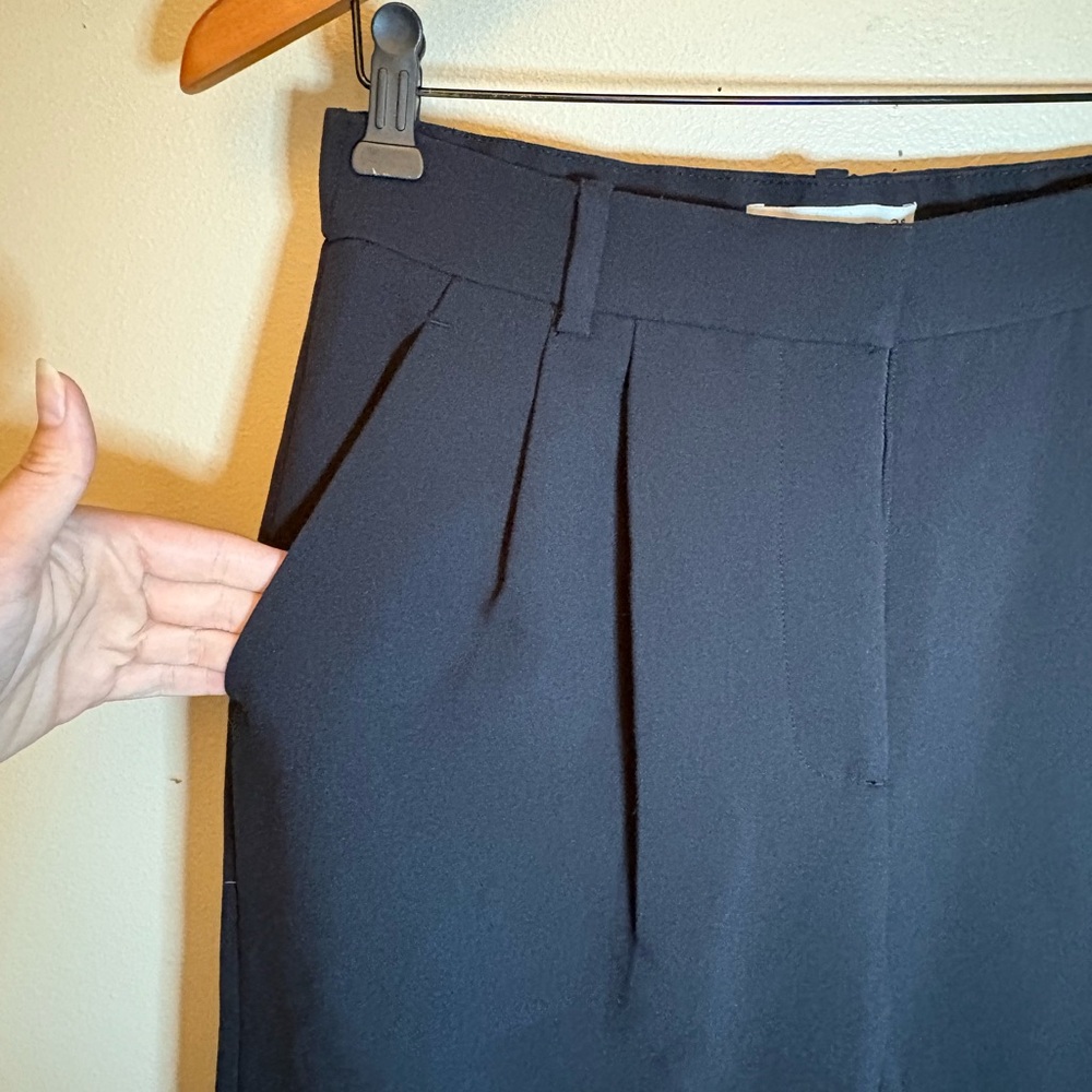 Abercrombie & Fitch AF Sloane Low Rise‎ Tailored Wide Leg Pant Black 28 - Picture 8 of 11